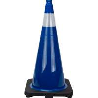 C&ocirc;ne de signalisation de premi&egrave;re qualit&eacute;, 28", Bleu, Bande(s) r&eacute;fl&eacute;chissante(s) 4" Ontario Safety Products