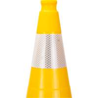 C&ocirc;ne de signalisation de premi&egrave;re qualit&eacute;, 28", Jaune, Bande(s) r&eacute;fl&eacute;chissante(s) 4" Ontario Safety Products
