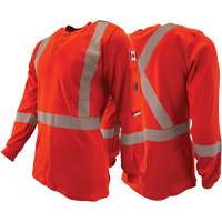 Chandail &agrave; manches longues ignifuge et r&eacute;sistant &agrave; l'arc &eacute;lectrique avec bandes de 2" Henley Atlas Guardian, T-petit, Orange haute visibilit&eacute; Ontario Safety Products