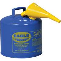 Bidon de s&eacute;curit&eacute; pour le k&eacute;ros&egrave;ne avec entonnoir, Type I, Acier galvanis&eacute;, 5 gal. US, Bleu, Homologu&eacute; FM/List&eacute; UL/ULC Ontario Safety Products