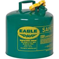 Bidon de s&eacute;curit&eacute; pour les combustibles, Type I, Acier galvanis&eacute;, 5 gal. US, Vert, Homologu&eacute; FM/List&eacute; UL/ULC Ontario Safety Products