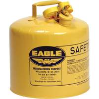 Bidon de s&eacute;curit&eacute; pour le diesel, Type I, Acier galvanis&eacute;, 5 gal. US, Jaune, Homologu&eacute; FM/List&eacute; UL/ULC Ontario Safety Products