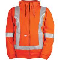 High-Visibility Wind Resistant Zip-Front Sweatshirt with DetachableHood, Men's, Small, High Visibility Orange, 27.7 cal/cm² Ontario Safety Products
