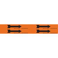 Marqueurs de tuyau avec flèches, Autocollant, 1-1/8" h x 7" la, Noir/orange SI734 | Ontario Safety Product