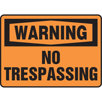 "No Trespassing" Sign, 7" x 10", Vinyl, English SS665 | Ontario Safety Product