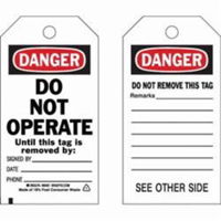 Self-Laminating Safety Tags, Polyester, 3" W x 5-3/4" H, English SX346 | Ontario Safety Product