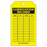 Lubrication Record Tags, Polyester, 4" W x 7" H, English SX424 | Ontario Safety Product