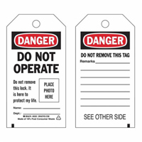 Self-Laminating "Do Not Operate" Tags, Polyester, 3" W x 5-3/4" H, English SX840 | Ontario Safety Product