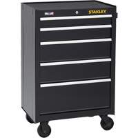 300 Series Rolling Tool Cabinet, 5 Drawers, 26-1/2" W x 18" D x 40-1/2" H, Black Ontario Safety Products
