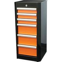 Side Rider Tool Drawer, 6 Drawers, 16" W x 18" D x 34" H, Black/Orange Ontario Safety Products