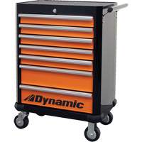 Roller Cabinet, 7 Drawers, 28" W x 18" D x 40" H, Black/Orange TER176 | Ontario Safety Product