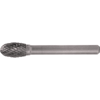 Solid Carbide Burrs - Oval Shape, SE-1, 1/4" Dia., 1/4" Shank, 3/8" Depth of Cut Ontario Safety Products