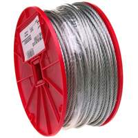 Wire Cable, 500' (152.4 m) x 3/32", 184 lbs. (0.092 tons), Galvanized TQB486 | Ontario Safety Product