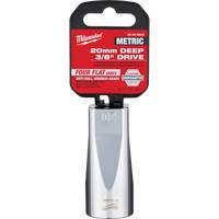 Douille m&eacute;trique avec c&ocirc;t&eacute;s Four Flats, 20 mm, Prise 3/8", 6 pans, Profond Ontario Safety Products