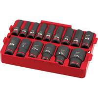 Jeu de douilles SAE Shockwave Impact Duty Packout, 15 Mcx, Chocs, Prise de 1/2", Profond Ontario Safety Products