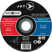 Meule &agrave; tronçonner Power-Xtreme A60PX, 5" x 1/32", Arbre de 7/8", Type 1, 12 200 Tr/min Ontario Safety Products