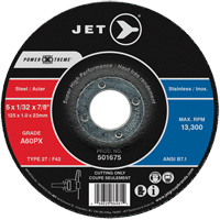 A60PX Power-Xtreme Cut-Off Wheel, 4-1/2" x 3/64", 7/8" Arbor, Type 27, 13300 RPM UAV974 | Ontario Safety Product