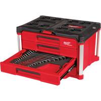 60-Piece Metric & SAE Combination Wrench Set with PACKOUT 4 Drawer Tool Box, 16-3/10" x 22-1/5" x 14-3/10", Black/Red Ontario Safety Products