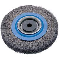 Crimped Wire Bench Wheel Brush, 6" Dia., 0.0118" Fill, 1/2" - 1/4" Arbor VV867 | Ontario Safety Product