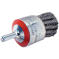 Mounted Knot-Twisted Wire Brush, 1-1/8" Dia., 0.02" Wire Dia., 1/4" Shank UE867 | Ontario Safety Product