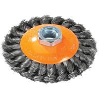 Knot-Twisted Saucer Cup Wire Wheel, 7" Dia., 0.02" Fill, 5/8"-11 Arbor, Steel Ontario Safety Products