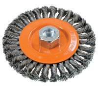 Wide Knotted Wire Wheel Brush, 5" Dia., 0.02" Fill, 5/8"-11 Arbor, Steel UE938 | Ontario Safety Product