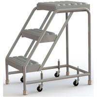 Rolling Ladder, 3 Steps, 16" Step Width, 30" Platform Height, Aluminum VC499 | Ontario Safety Product