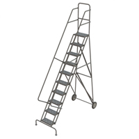 Steel Rolling Ladder, 10 Steps, 16" Step Width, 100" Platform Height, Steel VC527 | Ontario Safety Product