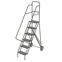 Rolling Ladder, 6 Steps, Serrated, 66" High VC533 | Ontario Safety Product