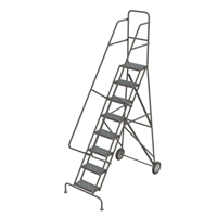 Rolling Ladder, 8 Steps, Serrated, 86" High Ontario Safety Products