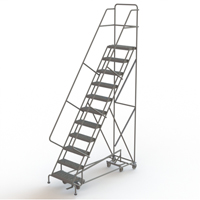 All Directional Rolling Ladder, 11 Steps, 24" Step Width, 110" Platform Height, Steel VC554 | Ontario Safety Product