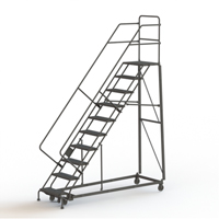 Heavy Duty Safety Slope Ladder, 10 Steps, Serrated, 50° Incline, 100" High Ontario Safety Products