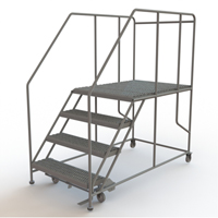 Mobile Work Platform, Steel, 4 Steps, 40" H, 48" D, 36" Step, Serrated Ontario Safety Products