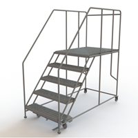 Mobile Work Platform, Steel, 5 Steps, 50" H, 48" D, 36" Step, Serrated VC603 | Ontario Safety Product