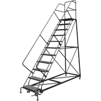 Safety Slope Rolling Ladder, 11 Steps, Perforated, 50° Incline, 110" High Ontario Safety Products