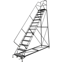 Safety Slope Rolling Ladder, 14 Steps, Perforated, 50° Incline, 140" High Ontario Safety Products