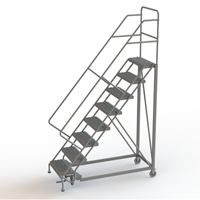 Safety Slope Rolling Ladder, 8 Steps, Serrated, 50° Incline, 80" High Ontario Safety Products