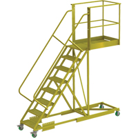 Cantilever Rolling Ladder, Supported, 8 Steps, 40" Platform Depth, 80" Platform Height VC689 | Ontario Safety Product