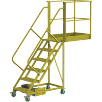 Cantilever Rolling Ladder, Unsupported, 6 Steps, 40" Platform Depth, 60" Platform Height VC697 | Ontario Safety Product