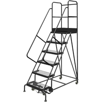 Deep Top Step Rolling Ladder, 6 Steps, 24" Step Width, 60" Platform Height, Steel Ontario Safety Products