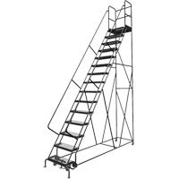 Deep Top Step Rolling Ladder, 15 Steps, 24" Step Width, 150" Platform Height, Steel Ontario Safety Products