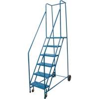 Rolling Step Ladder, 6 Steps, 18" Step Width, 55" Platform Height, Steel VD443 | Ontario Safety Product