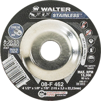 Depressed Centre Grinding Wheels - Stainless Type 27, 4-1/2" x 1/8", 7/8" Arbor, Type 27 Ontario Safety Products