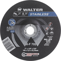 Depressed Centre Grinding Wheels - Stainless Type 27, 7" x 1/8", 7/8" Arbor, Type 27 VV117 | Ontario Safety Product