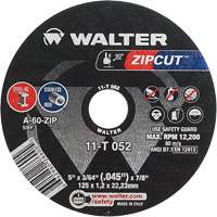 Zipcut Cut-Off Wheel, 5" x 3/64", 7/8" Arbor, Type 1, Aluminum Oxide, 12200 RPM Ontario Safety Products