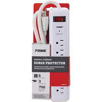 Surge Protector, 6 Outlets, 750 J, 1875, 3' Cord XC299 | Ontario Safety Product