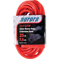 Vinyl Extension Cord, Outdoor, SJTW, 12/3 AWG, 15 A, 3 Outlet(s), 25' Ontario Safety Products