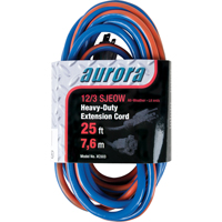 TPE-Rubber Extension Cord With Light Indicator, All-Weather, SJEOW, 12/3 AWG, 15 A, 25' Ontario Safety Products