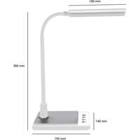 Goose Neck Desk Lamp with USB Charger, 8 W, LED, 15" Neck, White XI753 | Ontario Safety Product