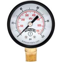 Economy Pressure Gauge, 2" , 0 - 100 psi, Bottom Mount, Analogue YB876 | Ontario Safety Product